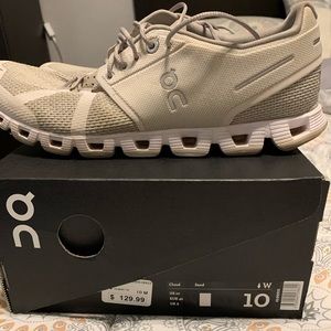 On cloud running shoes sand color